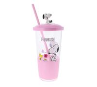 Blueprint Collections Snoopy Beaker with Straw | 700ml Cute Pink Tumbler with Snoopy Figurine Lid | Reusable Cold Cup for Drinks & Smoothies | Official Peanuts Gifts & Accessories