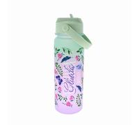 Blueprint Collections Wicked Water Bottle, Floral Design with Mint Green Lid, Pink and Purple