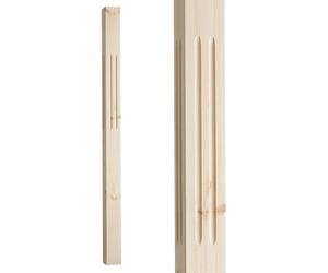 Blueprint Joinery 1500mm Square Fluted Pine Newel Post (1500m Full Post) - 90mm x 90mm Stair Newel Post. Pine Wooden Staircase Spindles for The Top, Middle, Bottom & Corners of Stairs.