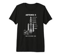 Blueprint Space Rocket Launch Mission to The Moon Artemis 2 Premium T-Shirt