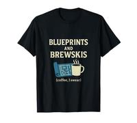 Blueprints and Brewskis Coffee Humor Design T-Shirt