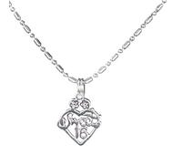 BlueRica Stainless Steel Pendant Charm Necklace with Crystal Accent Beads - Sweet 16, Angel, Cherub, Heart Locket & Key Set, 16 Inches, Stainless Steel, No Gemstone