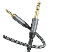 BlueRigger 3.5mm to 6.35mm Audio Cable (2M, Bi-directional, 3.5mm 1/8" Male to 6.35mm 1/4" Male TRS, Braided Stereo Audio Cable for Cellphone, Amplifiers, Guitar, Speaker