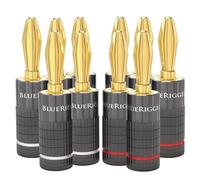 BlueRigger Banana Plugs 5 Pairs / 10 pcs (Closed Dual Screw) - 5 Pack Gold Plated Speaker Plugs Connector for Speaker Wire, Amplifier, Receiver, Banana Wall Plate, Home Theater
