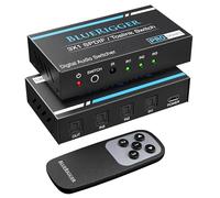 BlueRigger Digital Toslink Optical 3x1 Switch - (LPCM 2.0, SPDIF Optical Audio Switcher with IR Remote Control, 3 in 1 Fiber Optic Switch) - Compatible with Gaming Console, HDTV, Amplifier, Soundbar