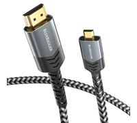 BlueRigger Micro HDMI to HDMI Cable (5M, 4K 60Hz, Bi-directional,18Gbps High Speed Cord, HDR, ARC) - Compatible with GoPro Hero 7/6/5/4, Raspberry Pi 4, Sony A6300 Camera, Nikon B500, Yoga 3 Pro