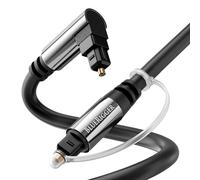 BlueRigger Optical Audio Toslink Cable - 2M (90 Degrees Optical Cable for Soundbar, 360 Degree Rotatable Right Angle, S/PDIF Digital Toslink) - Fiber Optic Compatible with HDTV, Game Console, DVR