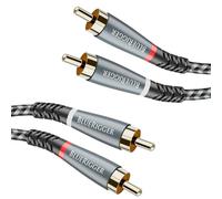 BlueRigger RCA Cable, 3M (2RCA Male to 2RCA Stereo Audio Cable, Braided, Gold Plated, Subwoofer)- Compatible with Home Theater, Amplifier, Hi-Fi System, HDTV, Car Audio, Turntable, Receiver, Speaker