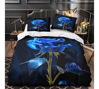 BlueRoseArt Comforter Cover 3D Design Printed Luxury 3 Piece Bedding Set Zipper FloralDesignStyle Quilt Cover Super Soft Breathable for Kids Teens Adults Women Youth Teenagers Single（140x200cm）