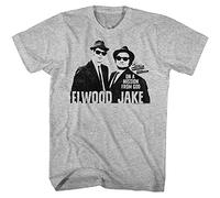 Blues Brothers Movie Elwood & Jake I'm On A Mission Adult Short Sleeve T-Shirts Graphic Tees, Gray, XL