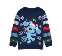 Blue's Clues and You Christmas Jumper Kids | Girls Boys Santa Hat Blue Puppy Festive Navy Knitted Sweater | Childrens TV Series Xmas Gifts