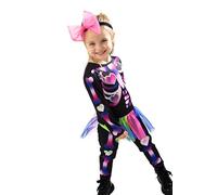 Blues Group Girls Skeleton Cutie Halloween Costume - Colourful Skeleton Jumpsuit with Tutu & Headband