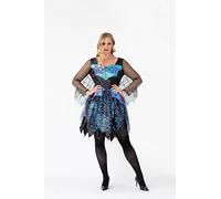 Blues Group Ladies Sparkling Iridescent Spider Girl Halloween Costume with Web Wings - UK Size 14-16