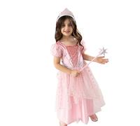 Blues Group Pink Good Fairy Dress with Tiara and Wand for Girls - Magical Princess Costume - 4-6 Years