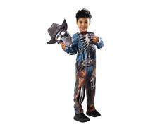 Blues Group Zombie Ghoul Cowboy Halloween Costume for Boys - Skeleton Sheriff Jumpsuit with Mask - 8-10 Years