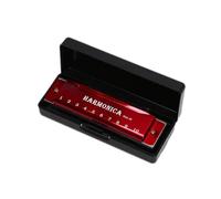 Blues Harmonica 10 Hole Harmonica Musical Instrument Beginner Teaching Playing Gift Copper Core Resin Harmonica with Box(Red)