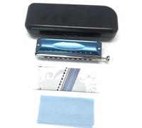 Blues Harmonica 10 Hole Professional Blues Harmonica Aluminum Comb Everyone Can Bend With Blue Cover