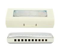 Blues Harmonica 10 Holes Mouthorgan Bb Key, Stainless Steel and ABS Resin, White -, Compact Design, Ideal for Beginners and Professionals (White)