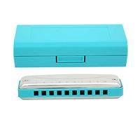 Blues Harmonica,10 Holes Mouthorgan D Key Stainless Steel ABS Resin High Gloss Compact Structure Wind Instrument(blue) Wind Instrument Musical Instrument