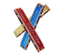 Blues Harmonica 24 Hole Harmonica Tremolo Suzuki Mouth Organ Gaita Jew's Harp With Case Music Instrument Key C Blues Synthesizer Professional(B)