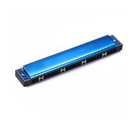 Blues Harmonica 24-Hole Polyphonic Harmonica C Chord Portable Mini Harp Instrument Professional Harmonica for Beginners and Adults(Blue)
