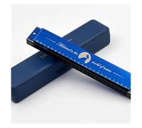 Blues Harmonica 24 hole polyphonic harmonica in the key of C adult self taught beginner harmonica(Blue)