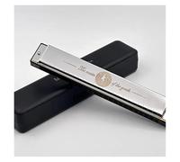 Blues Harmonica 24 hole polyphonic harmonica in the key of C adult self taught beginner harmonica(Silver)