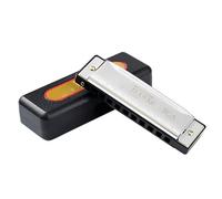 Blues Harmonica Blues 10 Holes C Tune Beginners Ten Holes Professional Performance-level Instrument(Silver)