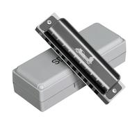 Blues Harmonica for Kids Adults in C Key - Authentic 10 Hole 20 Tone Diatonic Mouth Organ for Soulful Melodies - Ideal for Beginners, Professionals and Students (Black, 10-hole blues(professional))