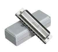 Blues Harmonica for Kids Adults in C Key - Authentic 10 Hole 20 Tone Diatonic Mouth Organ for Soulful Melodies - Ideal for Beginners, Professionals and Students (Silver, 10-hole blues(professional))