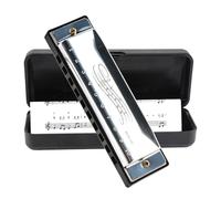 Blues Harmonica in C, Diatonic 10 Holes 20 Tones Mouth Organ Key of C Stainless Steel Mini Blues Harmonica for Kids Adults Beginners and Performers (Silver)