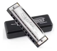 Blues Harmonica in C, Diatonic 10 Holes 20 Tones Mouth Organ Variety of Playing Styles, Metal Mini Chromatic Harmonica Small and Portable, for Kids Adults Beginners and Performers