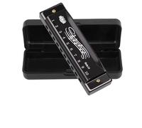 Blues Harmonica in C Key 10 Holes 20 Tones Diatonic Harmonica Stainless Steel Cover Portable Blues Harp for Kids, Adults, Beginners, and Performers Children's Day Birthday Gift (Black)