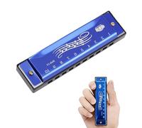 Blues Harmonica Key of C - 10 Hole Diatonic Mouth Organ with Stainless Steel Cover & ABS Comb - Portable Harmonica for Beginners, Adults & Kids, Musical Gift Instrument (Dark blue)