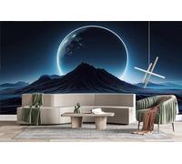 Blues Moon Mountains 3D Photo Wallpaper Non-Woven Wall Mural Nature Wall Mural Decoration Poste Premium Wallpaper Wall Art for Living Room Bedroom W350xH256 14yf178