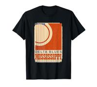 Blues Music Mississippi Roots Acoustic Guitar Vintage Retro T-Shirt