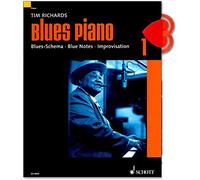 Blues Piano bande 1 de Tim Richards - Blues de Schéma - Blue Notes - IMPROVISATION - avec CD et cœur Note Pince