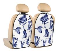 Blues Saxophone Piano Cello Bass,2 Pack Car Seat Kick Mats Back Seat Protector Durable Back Seat Organiser