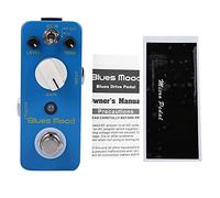 Blues Style Overdrive Guitar Effect Pedal Blue Full Metal Shell 2 Modes Bright & Fat - True Bypass, Level Tone Gain Controls for Rich Blues & Bass Tones