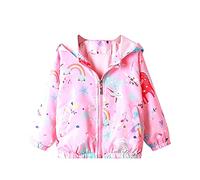 Bluesaly Jacket Girls Hooded Outwear Kids Windproof Rain Coat Age 1-7 Years | Toddler Long Sleeve Raincoat, Sunscreen Anti-Fog, Zip Up, Lightweight Soft Thin Clothes, Baby Girls Outfits, School Outdoor