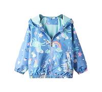 Bluesaly Jacket Girls Hooded Outwear Kids Windproof Rain Coat Age 1-7 Years | Toddler Long Sleeve Raincoat, Sunscreen Anti-Fog, Zip Up, Lightweight Soft Thin Clothes, Baby Girls Outfits, School Outdoor