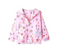 Bluesaly Jacket Girls Hooded Outwear Kids Windproof Rain Coat Age 1-7 Years | Toddler Long Sleeve Raincoat, Sunscreen Anti-Fog, Zip Up, Lightweight Soft Thin Clothes, Baby Girls Outfits, School Outdoor