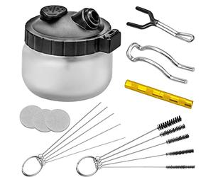 BLUESEABUY Professional Airbrush Cleaning Set, 1 Airbrush Cleaning Container, 5 Nylon Brush Set, 5 Stainless Steel Needle Tool Set, 1 Golden Nozzle Tool Airbrush Cleaning Set