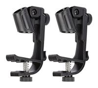 Blueseason Adjustable Drum Microphone Clips, 2Pcs Metal & Plastic, Compact Style, Black