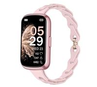Blueshaweu 16 mm Women's Bracelet Compatible with Sanorum Smartwatch 1.47 Inch CS5, Slim Single Chain Elegant Silicone Replacement Watch Strap for Sanorum CS5/SHANG Wing L2/Amzhero D26 (Pink)