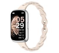 Blueshaweu 16 mm Women's Bracelet Compatible with Sanorum Smartwatch 1.47 Inch CS5, Slim Single Chain Elegant Silicone Replacement Watch Strap for Sanorum CS5/SHANG Wing L2/Amzhero D26 (Off White)