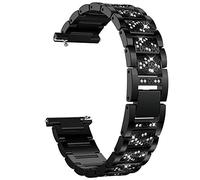 Blueshaweu 18mm 20mm 22mm Elastic Watch Bands, Quick Release Women Jewelry Bling Diamond Metal Dressy Strap Adjustable Replacement Strap Accessories Sports Band for Men Women (22mm, Black)