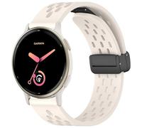 Blueshaweu 20mm Breathable Soft Silicone Magnetic Butterfly Clousure Sport Replacemet Band Straps Compatible with Garmin vívoactive 5 Samrt Watch/venu sq 2 / venu 2 plus (White)