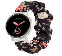 Blueshaweu 20mm Fabric Elastic Scrunchie Elastic Women Replacement Straps Compatible with Garmin vívoactive 5/Approach S12/S40/S42/D2 Air X10/Forerunner 245/55/645/Venu 2 Plus (Black Flower)
