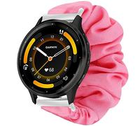 Blueshaweu 22mm Quick Release Fabric Elastic Scrunchie Elastic Women Cute Replacement Straps Compatible for Garmin Venu 3/Venu 2/Forerunner 255/255 Music/Forerunner 265/745/vivoactive 4 (Pink)